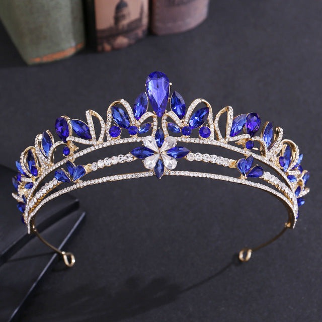 sapphire blue tiara with rhinestones. YAGP