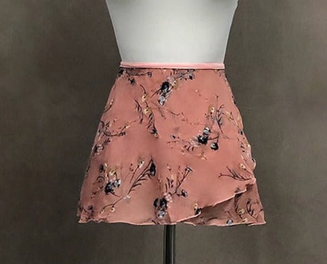 front of ballet pink and floral ballet skirt. YAGP
