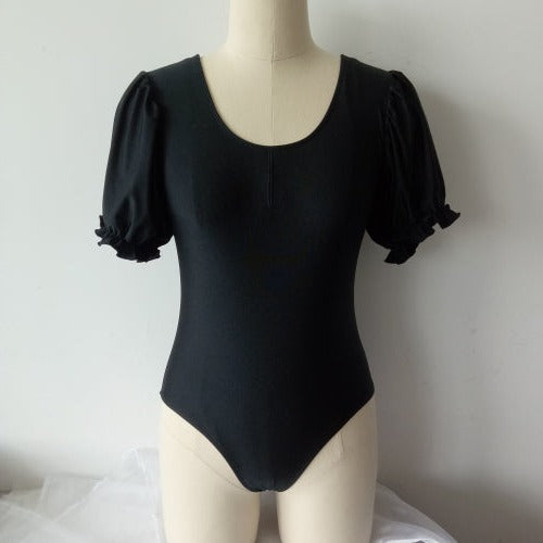 Black puff sleeve leotard. YAGP. ballet. Dance compeititon