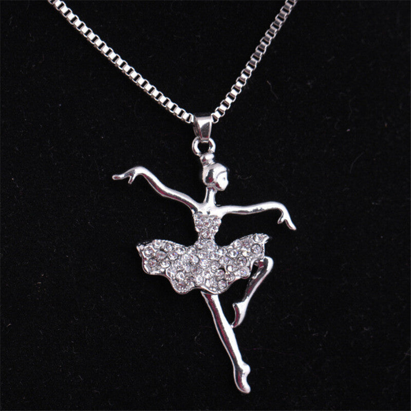 front of crystal ballerina pendant necklace