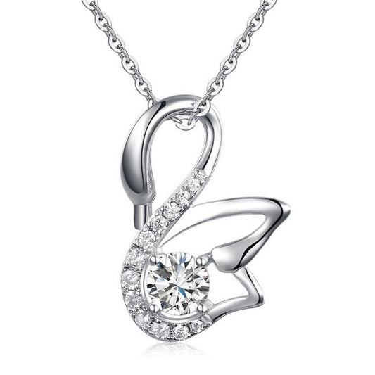 The Crystal and Silver Swan Necklace