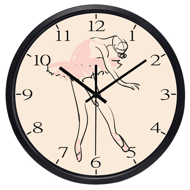 Ballerina-Wanduhr mit schwarzem Rand