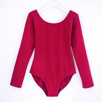 Long sleeve red cotton leotard
