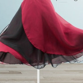 front of chiffon two layer ballet skirt maroon and black
