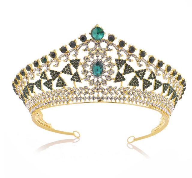 gold tiara with green rhinestones YAGP