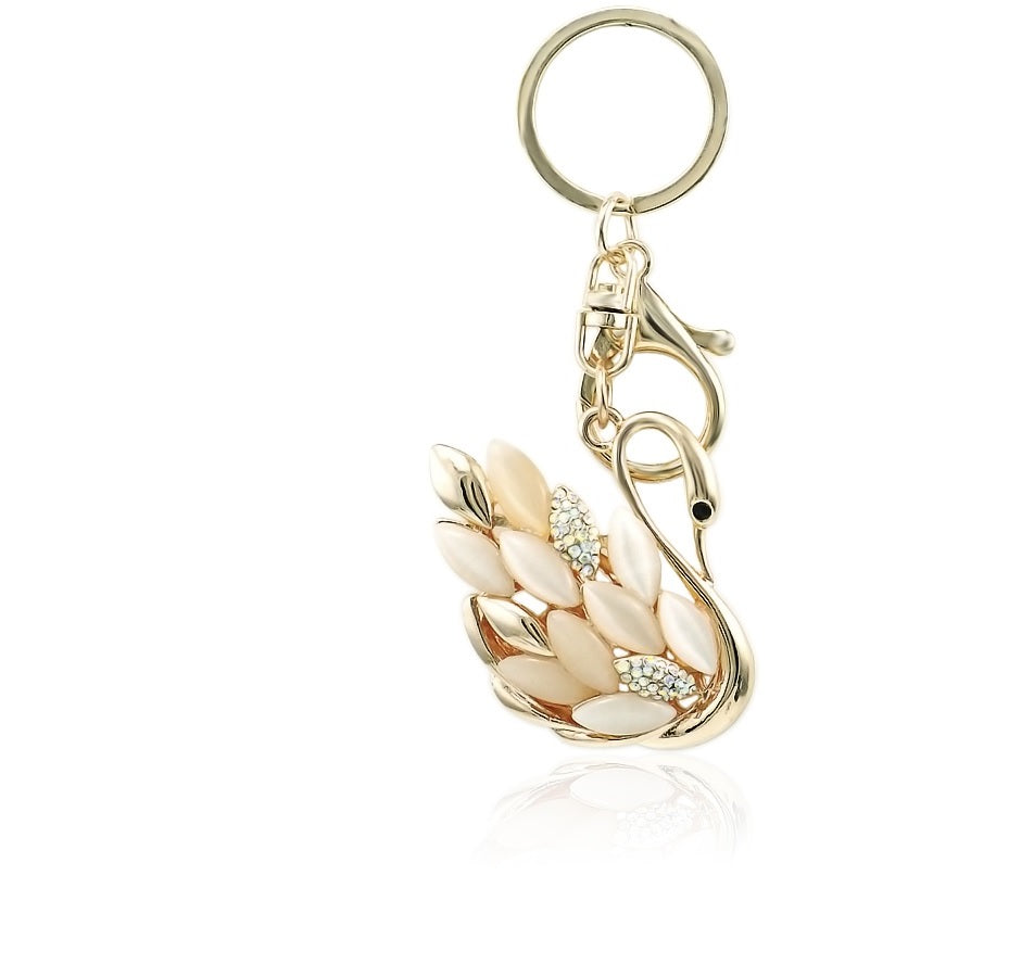 The Opal Swan Keychain